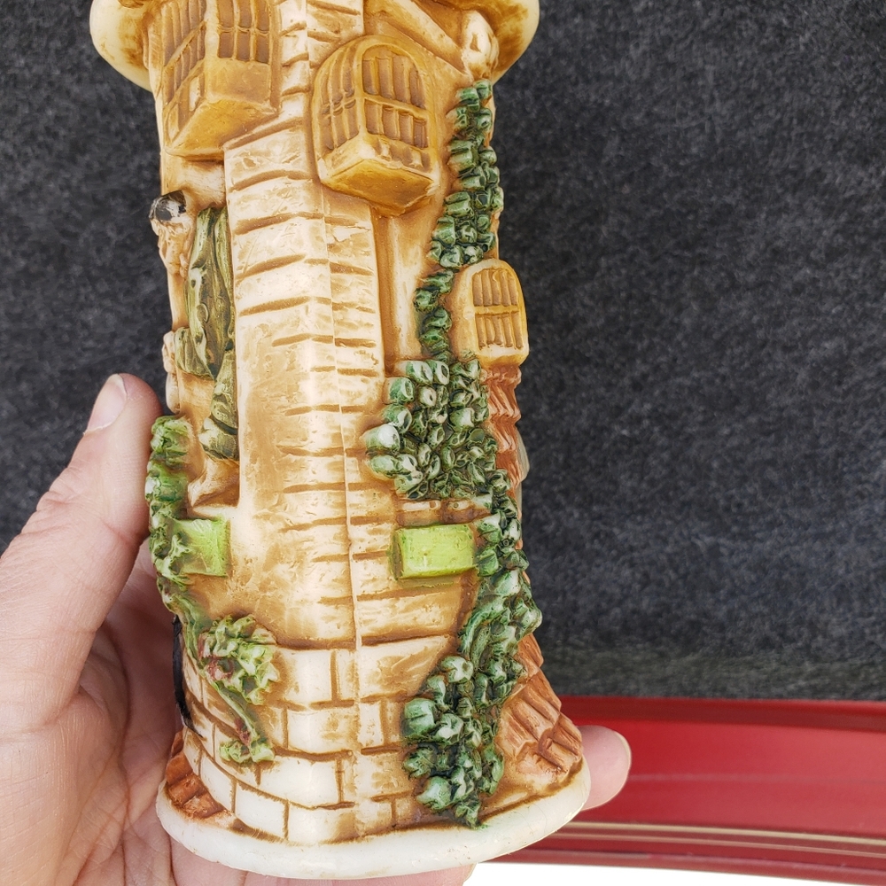 VTG Johann Gunter Hnd Painted Carved German Candle Tower Flower Box Watering Can